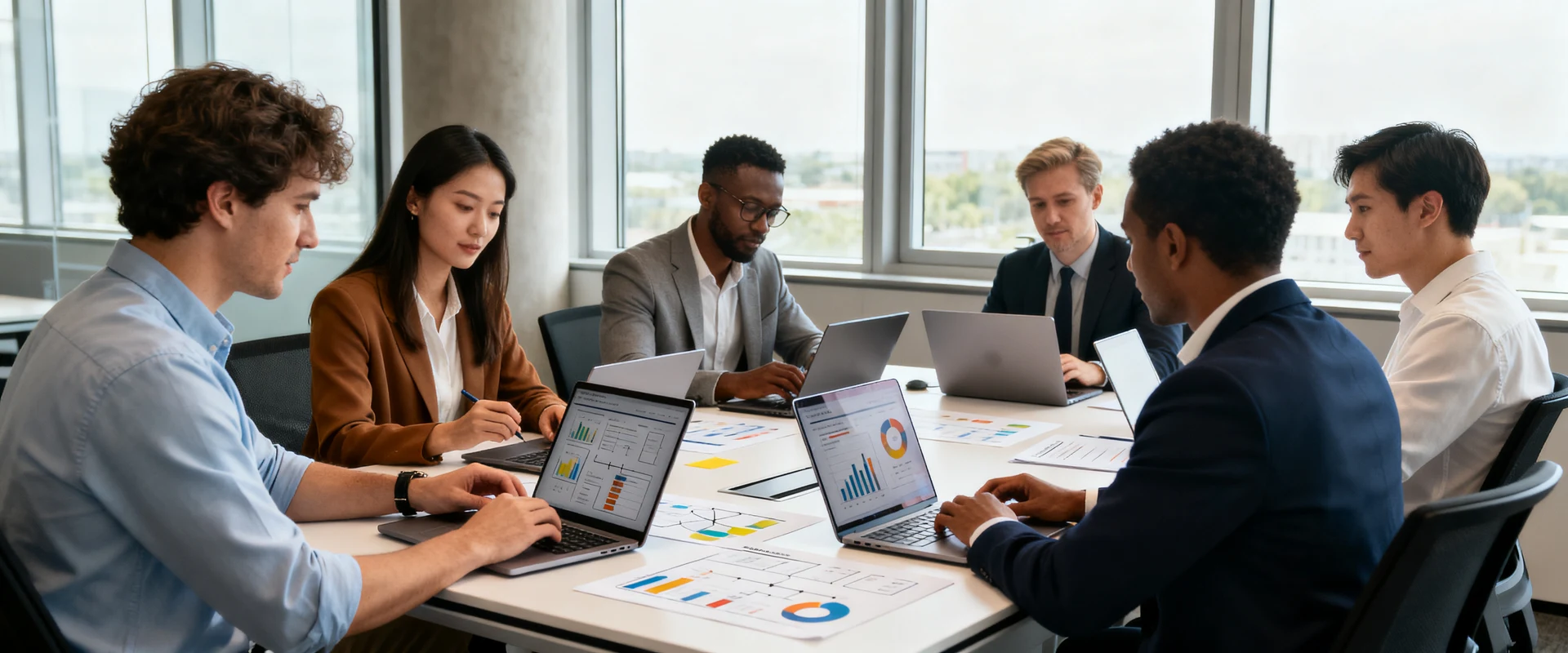 Metodologias de Gestão: O Que a Berry Oferece para Sua Empresa Fotografia editorial ultra-realista de equipe diversa colaborando em mesa de conferência moderna com laptops e gráficos de gestão de projetos, ambiente corporativo profissional, luz natural, foco nítido, alta resolução, momento autêntico capturado em Canon EOS R5.